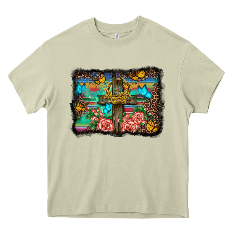 Wooden Cross Background Heavy Core Tee by BarkalooDesign | Teevron