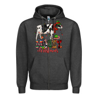 Charcoal Heather mooey christmas cow Zipper Hoodie - CowGirlArtShop