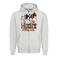 Dove Grey mooey christmas cow Zipper Hoodie - CowGirlArtShop