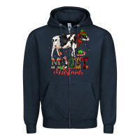 Navy mooey christmas cow Zipper Hoodie - CowGirlArtShop