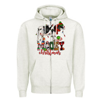 Oatmeal Heather mooey christmas cow Zipper Hoodie - CowGirlArtShop