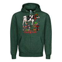 Sports Green mooey christmas cow Zipper Hoodie - CowGirlArtShop