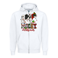 White mooey christmas cow Zipper Hoodie - CowGirlArtShop