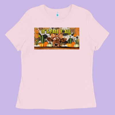 It's Fall Y'all Cow Ladies Tee Designed By Jasminsmagicworld