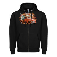 Black merry christmas truck Zipper Hoodie - CowGirlArtShop