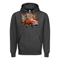 Charcoal Heather merry christmas truck Zipper Hoodie - CowGirlArtShop