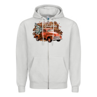 Dove Grey merry christmas truck Zipper Hoodie - CowGirlArtShop