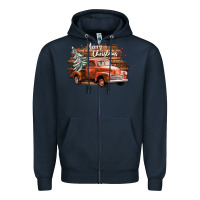 Navy merry christmas truck Zipper Hoodie - CowGirlArtShop