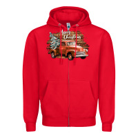 Red merry christmas truck Zipper Hoodie - CowGirlArtShop