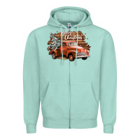 Seafoam merry christmas truck Zipper Hoodie - CowGirlArtShop