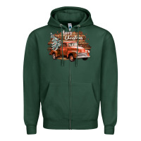 Sports Green merry christmas truck Zipper Hoodie - CowGirlArtShop