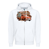 White merry christmas truck Zipper Hoodie - CowGirlArtShop