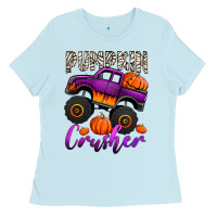 Baby Blue pumpkin crusher monster truck Ladies Tee - Jasminsmagicworld