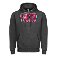 Charcoal Heather pink christmas Zipper Hoodie - CowGirlArtShop