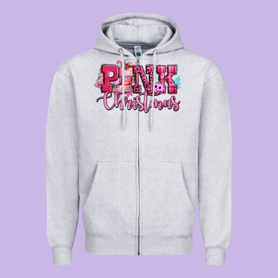 Pink Christmas Zipper Hoodie Designed By Cowgirlartshop