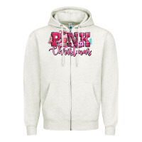 Oatmeal Heather pink christmas Zipper Hoodie - CowGirlArtShop
