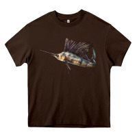 Chocolate Brown Atlantic Sailfish Illustrations Heavy Core Tee - LillyAllenDesigns