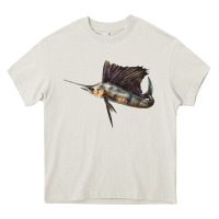 Cream Atlantic Sailfish Illustrations Heavy Core Tee - LillyAllenDesigns
