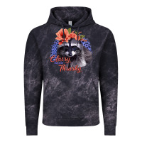 Cloud Black Classy But A Little Thrashy Racoon With Flowers Vintage Hoodie - Jasminsmagicworld