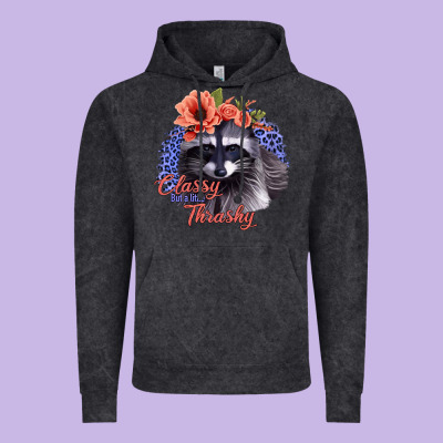 Classy But A Little Thrashy Racoon With Flowers Vintage Hoodie Designed By Jasminsmagicworld