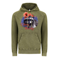 Vintage Olive Classy But A Little Thrashy Racoon With Flowers Vintage Hoodie - Jasminsmagicworld