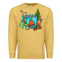 Antique Gold Camping Coffee Premium Sweatshirt - FaDigitalArtStudio