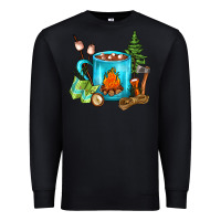 Black Camping Coffee Premium Sweatshirt - FaDigitalArtStudio