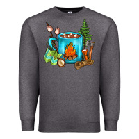 Charcoal Heather Camping Coffee Premium Sweatshirt - FaDigitalArtStudio