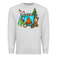 Dove Grey Camping Coffee Premium Sweatshirt - FaDigitalArtStudio