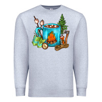 Heather Grey Camping Coffee Premium Sweatshirt - FaDigitalArtStudio