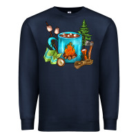 Navy Camping Coffee Premium Sweatshirt - FaDigitalArtStudio