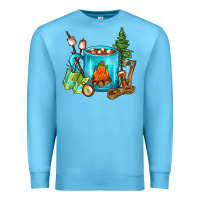 Ocean Blue Camping Coffee Premium Sweatshirt - FaDigitalArtStudio