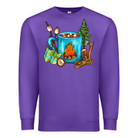 Purple Camping Coffee Premium Sweatshirt - FaDigitalArtStudio