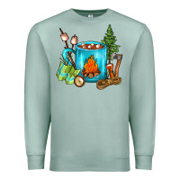 Seafoam Camping Coffee Premium Sweatshirt - FaDigitalArtStudio