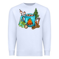 White Camping Coffee Premium Sweatshirt - FaDigitalArtStudio