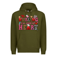 Army Green nursing is a work of heart Premium Hoodie - OliviaCreatesArt
