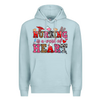 Blue Mist nursing is a work of heart Premium Hoodie - OliviaCreatesArt