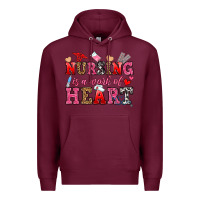 Burgundy nursing is a work of heart Premium Hoodie - OliviaCreatesArt