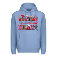 Colony Blue nursing is a work of heart Premium Hoodie - OliviaCreatesArt