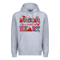 Heather Grey nursing is a work of heart Premium Hoodie - OliviaCreatesArt