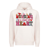 Pale Pink nursing is a work of heart Premium Hoodie - OliviaCreatesArt