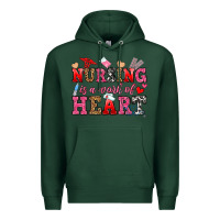 Sports Green nursing is a work of heart Premium Hoodie - OliviaCreatesArt