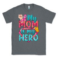 Charcoal Heather My Mom Is My Hero Breast Cancer Classic Tee - BundleAndBundleShop