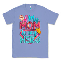 Colony Blue My Mom Is My Hero Breast Cancer Classic Tee - BundleAndBundleShop