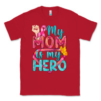 Red My Mom Is My Hero Breast Cancer Classic Tee - BundleAndBundleShop