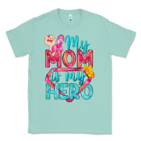 Seafoam My Mom Is My Hero Breast Cancer Classic Tee - BundleAndBundleShop