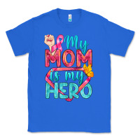 True Royal My Mom Is My Hero Breast Cancer Classic Tee - BundleAndBundleShop