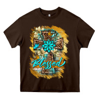 Chocolate Brown western cross blessed lily butterfly Heavy Core Tee - BarkalooDesign