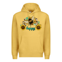 Antique Gold bee happy honey comb Premium Hoodie - JahusDesignShop