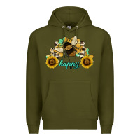 Army Green bee happy honey comb Premium Hoodie - JahusDesignShop
